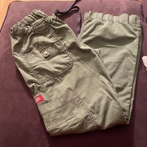 Olive green Dickies cargo scrub pants